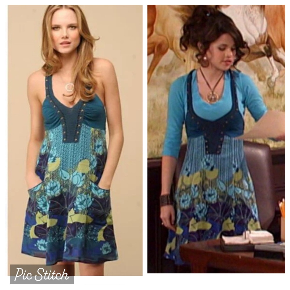 Blue and Green Floral Women's Dress ASO Selena Gomez
